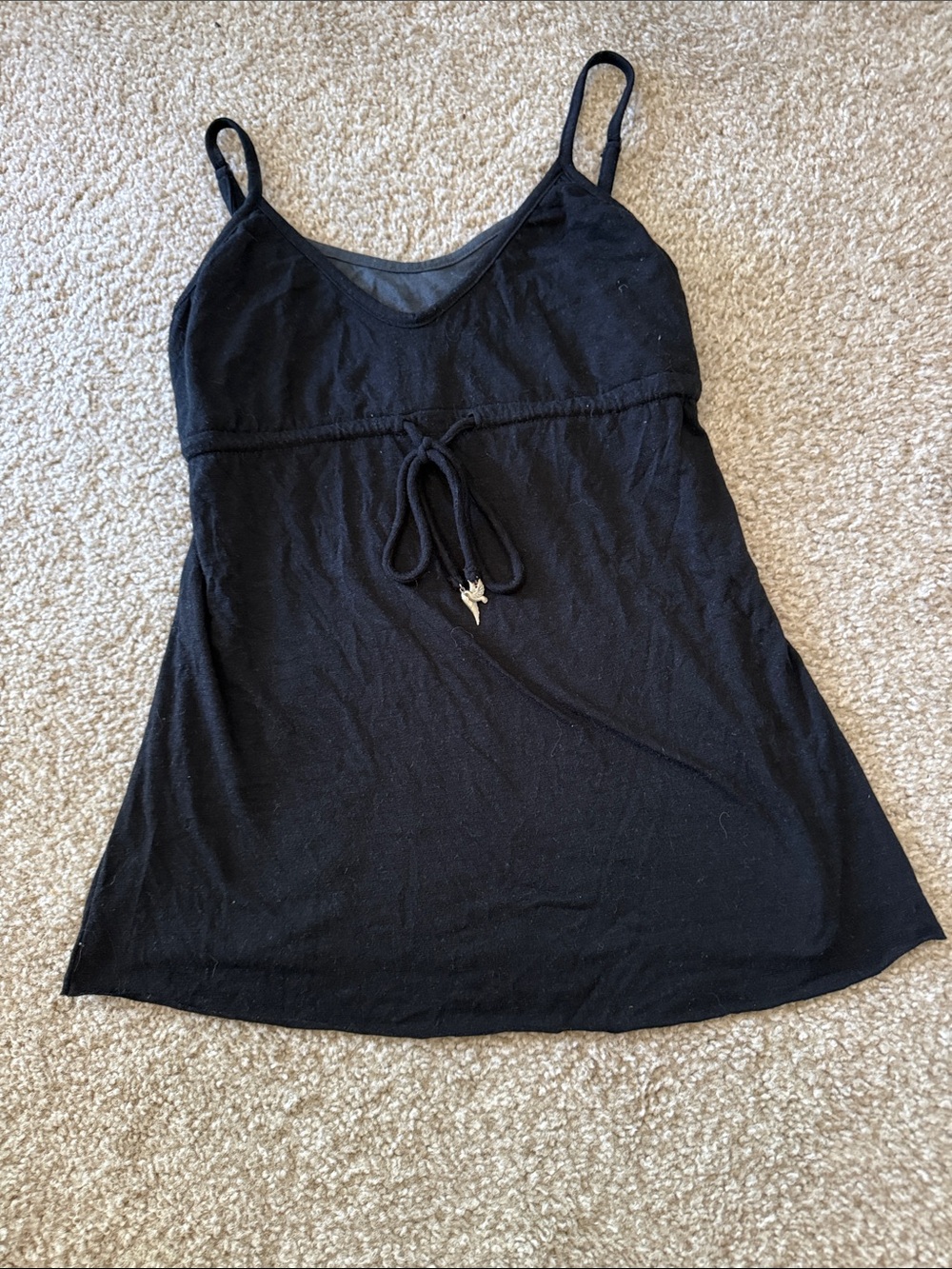 Billabong Black Spaghetti-Strap Drawstring Cami with Charms